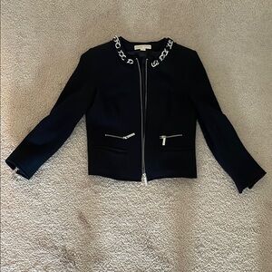 Michael Kors Black and Silver Blazer with Modern Design